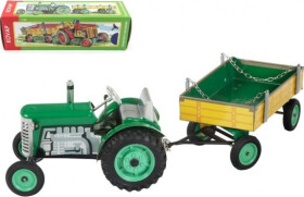 Traktor Zetor s valníkem zelený na klíček kov 28cm Kovap v krabičce