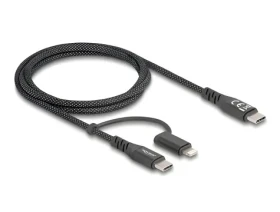 DeLock USB-C - USB-C/Lightning černá / Kabel / 2v1 / MFi / USB PD 60W / 1 m (81170)
