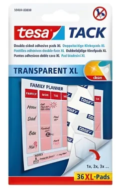 Tesa Tack XL / Oboustranné lepicí terčíky / Transparentní / 36 ks (59404-00000-00)