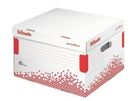 Esselte Speedbox archivační krabice s víkem L bílá červená