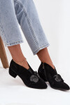 Kožené semišové dámské boty na podpatku s ozdobou D&A MR52-182 Černé 39
