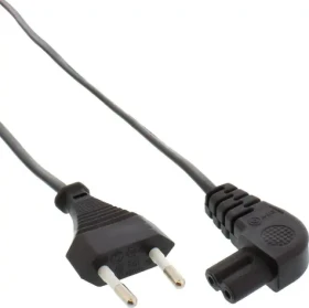 InLine Napájecí kabel úhlový Euro - C7 černá / Napájecí kabel / CEE7/16 - C7 (Euro8) / 10 cm / úhlový (16754D)