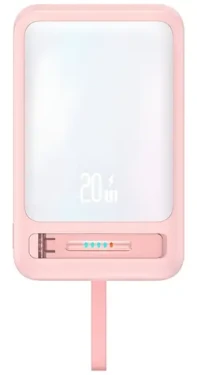 USAMS CD219 XM Series růžová / Power Bank / 10000mAh / Bezdrátové nabíjení 15W / PD 20W / Magnetický (10KCD21904)