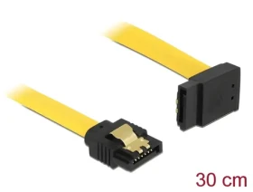 Delock SATA 6 Gb/s žlutá / Kabel SATA / rovný - lomený nahoru / 30 cm (82804)