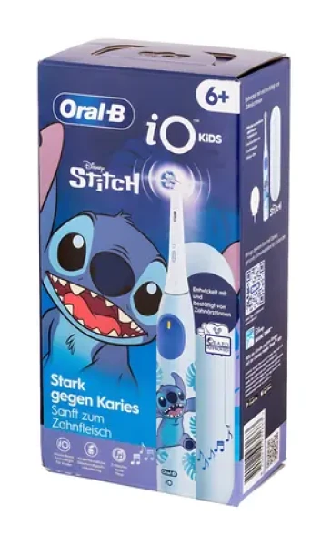 Oral-B iO Kids Stitch modrá / dětský elektrický rotační zubní kartáček / časovač / od 6 let / cestovní pouzdro (8700216931663)