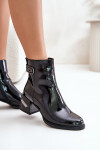 Lakované Boty Na Podpatku Zateplené Černé MR880-093 38