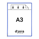 Djois závěsný rámeček s kapsou, A3, otevřený shora, modrý, 10 ks
