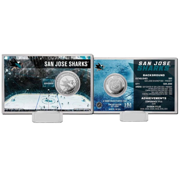 Highland Mint Sběratelská Pamětní mince San Jose Sharks NHL Team History Silver Coin Card Limited Edition od 5000