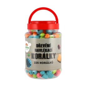 Korálky dřevěné barevné 235 ks