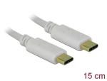 DeLock USB-C PD 100 W bílá / Nabíjecí kabel / USB-C - USB-C / 15 cm / 5 A (85357)