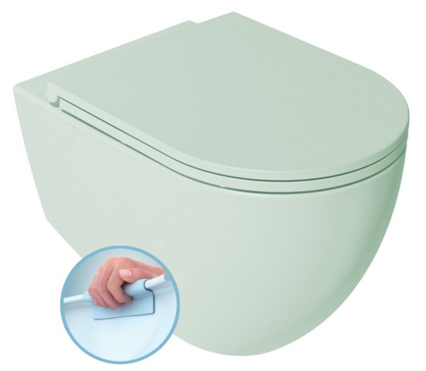 ISVEA - INFINITY závěsná WC mísa, Rimless, 36,5x53cm, zelená mint 10NF02004-2T