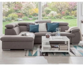 Rohová sedací souprava Viera, svěle šedá tkanina, levý roh