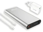 RealPower PB-20000PD Pro stříbrná / Powerbanka 20000 mAh / USB-A + USB-C / 100W PD / Set (408097)