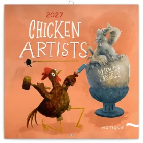 NOTIQUE Poznámkový kalendář Chicken Artists 2027 / Poznámkový kalendář / 30 x 30 cm
