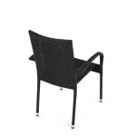 Židle zahradní, černý umělý ratan, kov, stohovatelná.