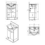 AQUALINE - KERAMIA FRESH umyvadlová skříňka 51,1x74x34cm, dub platin 50058