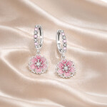 Stříbrné visací náušnice Sakura s růžovými květy - stříbro 925/1000, Růžová