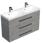 Koupelnová skříňka s dvojumyvadlem SAT Cube Way 120x76,5x40 cm beton CUBE21203BE CUBE21203BE
