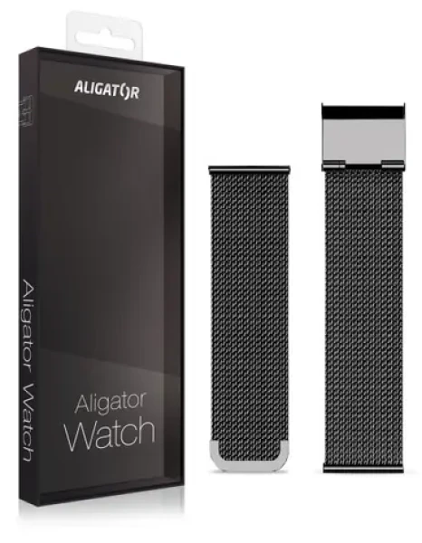 Aligator Náhradní kovový řemínek pro Watch Life 20mm / černý (20AW0014)