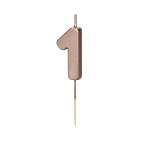 Svíčka dortová rose gold číslo 1 - Albi