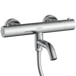 CERANO - Vanová nástěnná baterie Selma s příslušenstvím - termostatická - otočný výtok - chrom CER-605245