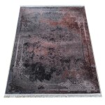 DumDekorace Moderní koberec s ornamentálním rámem - šedohnědý Šířka: 80 cm | Délka: 150 cm