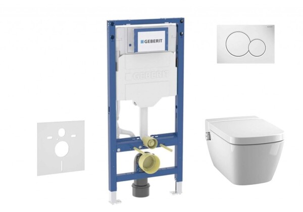 GEBERIT - Duofix Set předstěnové instalace, klozetu TECEone a sedátka softclose, tlačítko Sigma01, alpská bílá SANI11CT3100