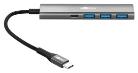 Goobay 76562 šedá / USB Hub / 4 porty / USB-C / 5 Gbit/s / Slim (76562)