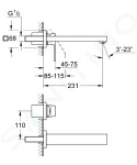 GROHE - Eurocube Umyvadlová baterie pod omítku, 2-otvorová instalace, supersteel 23447DC0