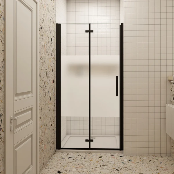 H K Sprchové dveře MELODY BLACK LINE B8 80 cm, zalamovací, 80–82 × 195 cm