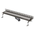 SANELA - Nerezové žlaby Sprchový žlab ke stěně, délka 115 cm, s roštem pro vložení dlažby, nerez SLKN 16