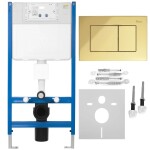 REA - Podomítkový WC systém K011A-Q + tlačítka J Gold KPL-E0636
