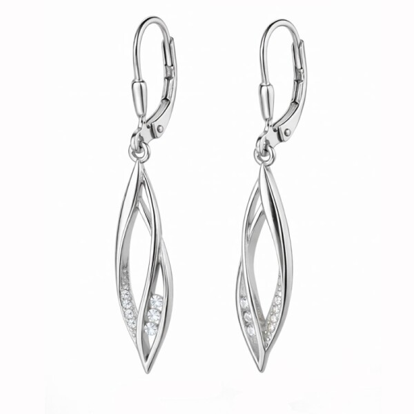 Stříbrné visací náušnice se zirkony Mia - stříbro 925/1000, Stříbrná