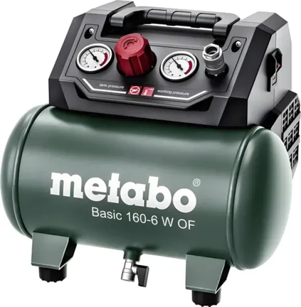 Metabo BASIC 160-6 W OF / Bezolejový kompresor / 900W / 6L / Tlak 8 bar / 160 l/min (601501000)