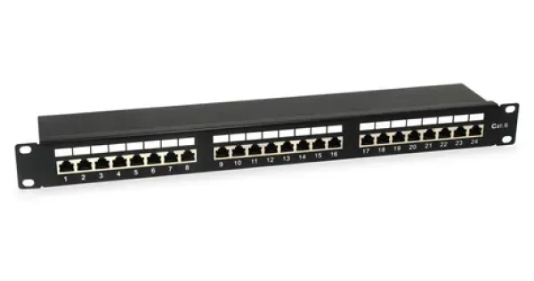 Equip Patchpanel 24x RJ-45 černá / Patch panel / Cat6 FTP / 1U / 19" / 250 MHz (326425)