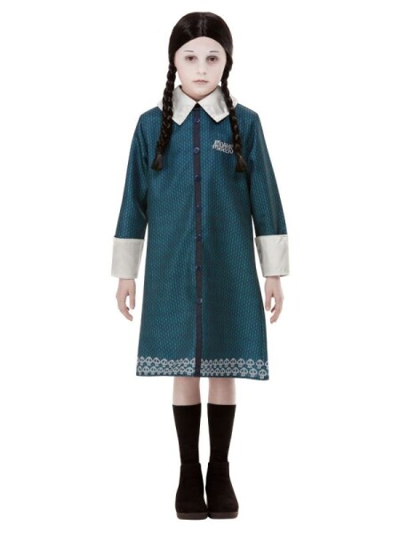 Dětský kostým Wednesday Addams petrolejově modrý Velikost: 7-9 roků