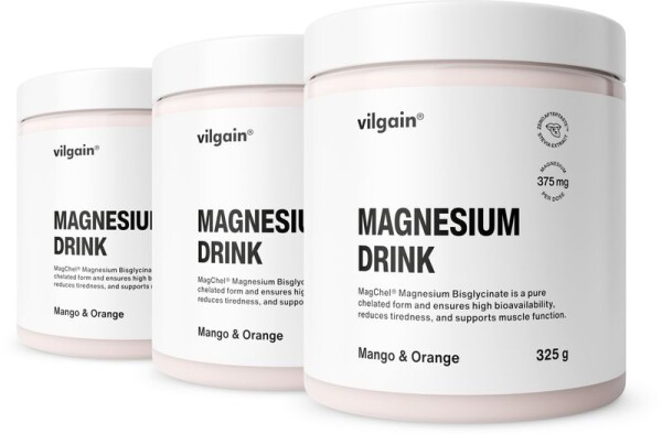 Vilgain Magnesium Drink – 3× Mango a pomeranč 325 g