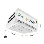 EVOLVEO G750, zdroj 750W, 80+ GOLD, ATX 3.1, aPFC, 140 mm ventilátor, plně modulární, záruka 3 roky, bílý