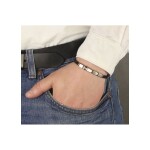 Pánský náramek Dino z pravé kůže a chirurgické oceli, Černá 21 cm (možnost zkrácení)