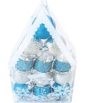 Baňky set 4cm/12ks modré+stříbrné
