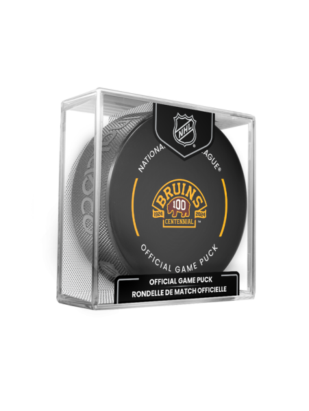 Inglasco / Sherwood Puk Boston Bruins Official Game Puck 2023-2024 100th Anniversary