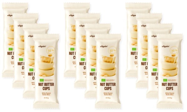 Vilgain Nut Butter Cups BIO – 12× Arašídové máslo v bílé čokoládě 39 g (3 x 13 g)