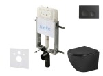 Kielle - Genesis New Set předstěnové instalace, klozetu Oudee, Vortex Rimless+, sedátka softclose a tlačítka Gemini New I, matná černá 30528SZ91