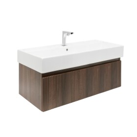 Koupelnová skříňka s baterií a umyvadlem SAT Evolution 1 98x30x44,8 cm ořech mat SATEVO100NAU2BA SATEVO100NAU2BA
