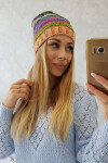 Krystyna fleecová čepice K207 chrpa+oranžová UNI