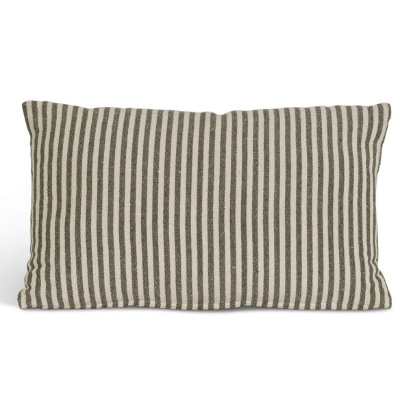 Garden Trading Lněný polštář Charingworth Stripe Forest Green 30 x 50 cm, zelená barva, textil