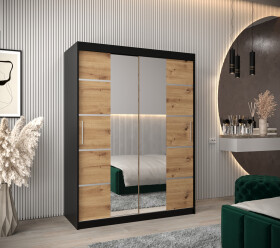Šatní skříň Abi V4 Barva korpusu: Černá, Rozměry: 150 cm, Dveře: Dub artisan