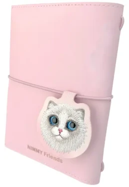 Nimmy Big-Eye Cute Pets 2.0 Cat růžová / Zápisník s propiskou / eko kůže / gumička a magnetická záložka (N-XDY-SZB-07D-D)