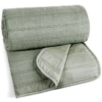 DumDekorace Prošívaný přehoz na postel se lněnou strukturou v mátové barvě Šířka: 170 cm | Délka: 210 cm