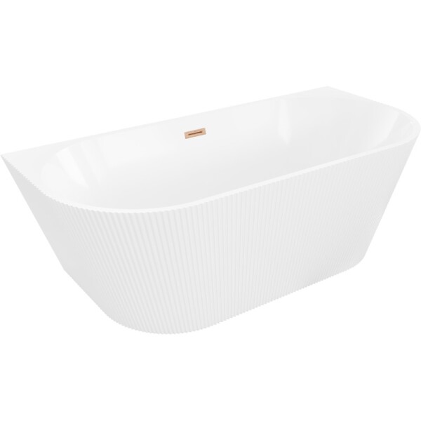 MEXEN/S - Oris volně stojící vana nástěnná reliéf 150 x 75, bílá, sifon a přepad měď kartáčovaná 52871507500-65